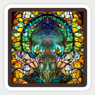 Stained Glass Tree In Autumn Sticker